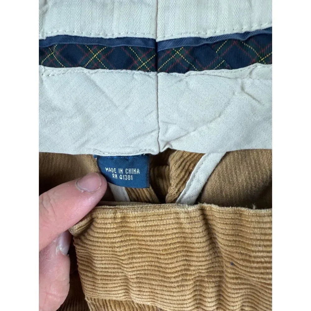 Polo Ralph Lauren Pants Men's 37x33* Brown Corduroy Vintage Flat‎ Front Retro*